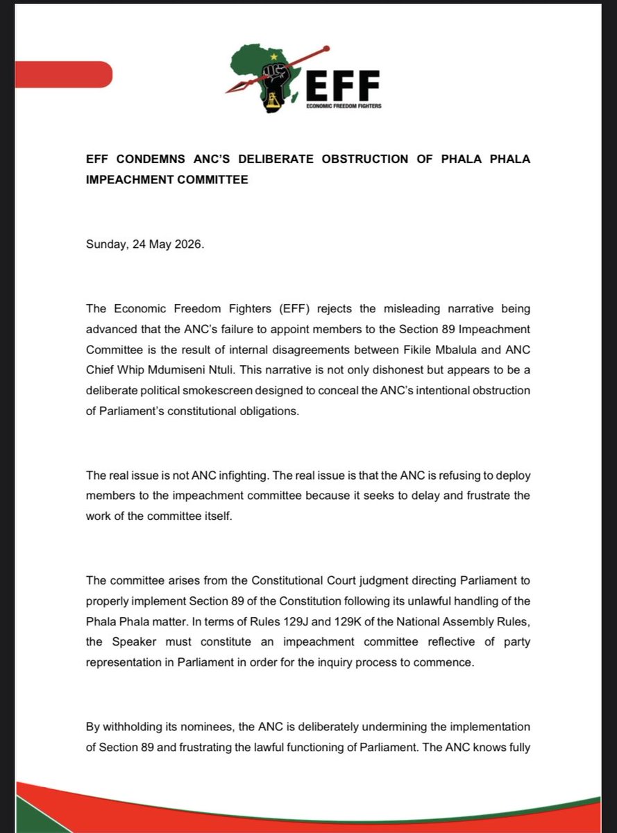 Economic Freedom Fighters tweet media