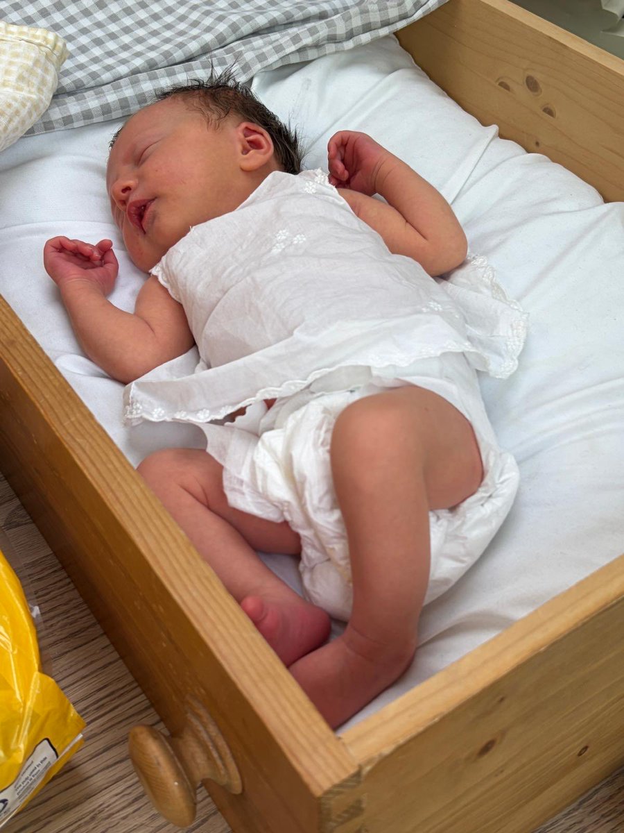joncraig's tweet photo. … &amp; here’s Orlagh snoozing in a drawer because the pram that was ordered hadn’t arrived. She looks very comfortable, though. https://t.co/fPHFvtGPpg