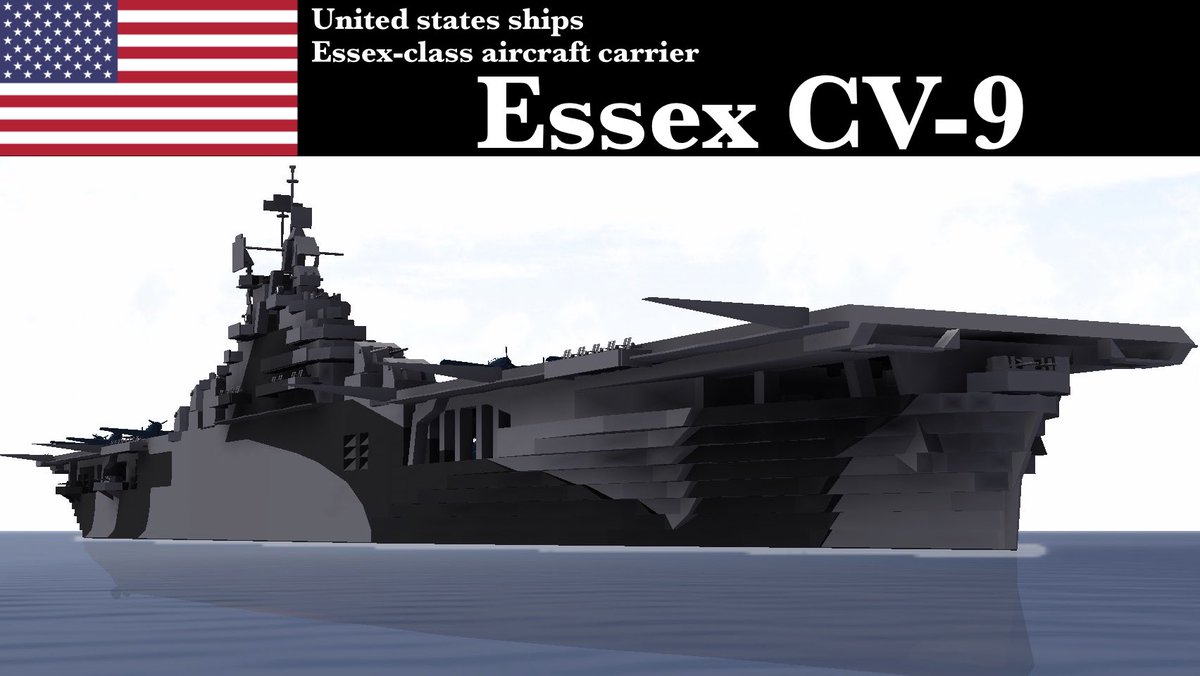 Ancient_R0's tweet photo. USS Essex CV-9

エセックス級航空母艦のネームシップです。
1943年以降の太平洋における主要な海戦全てに参加、活躍した功績から「海軍の最奮闘艦」と呼ばれました。
空母建造恐怖症を克服すべくイベントを機にリメイクしました。
#NavalCraft
#Other_than_Battleship_Event https://t.co/s4Z2RwOwv7