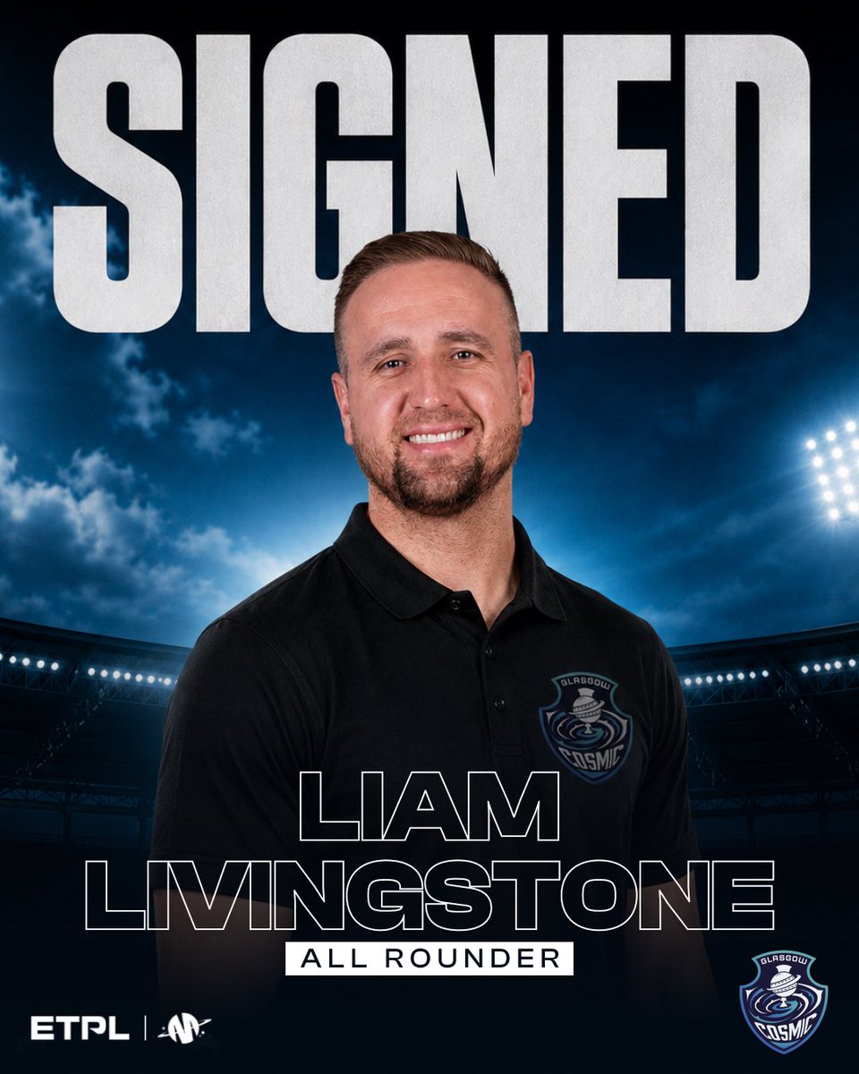 glasgowcosmic's tweet photo. We are proud to announce the signing of Liam Livingstone for the inaugural ETPL season.

His power hitting, all-round ability, and international experience make him exactly the kind of player this team was built around.

@liaml4893 

#GlasgowCosmic #ETPL #LiamLivingstone #Glasgow https://t.co/MoQQZH8otc