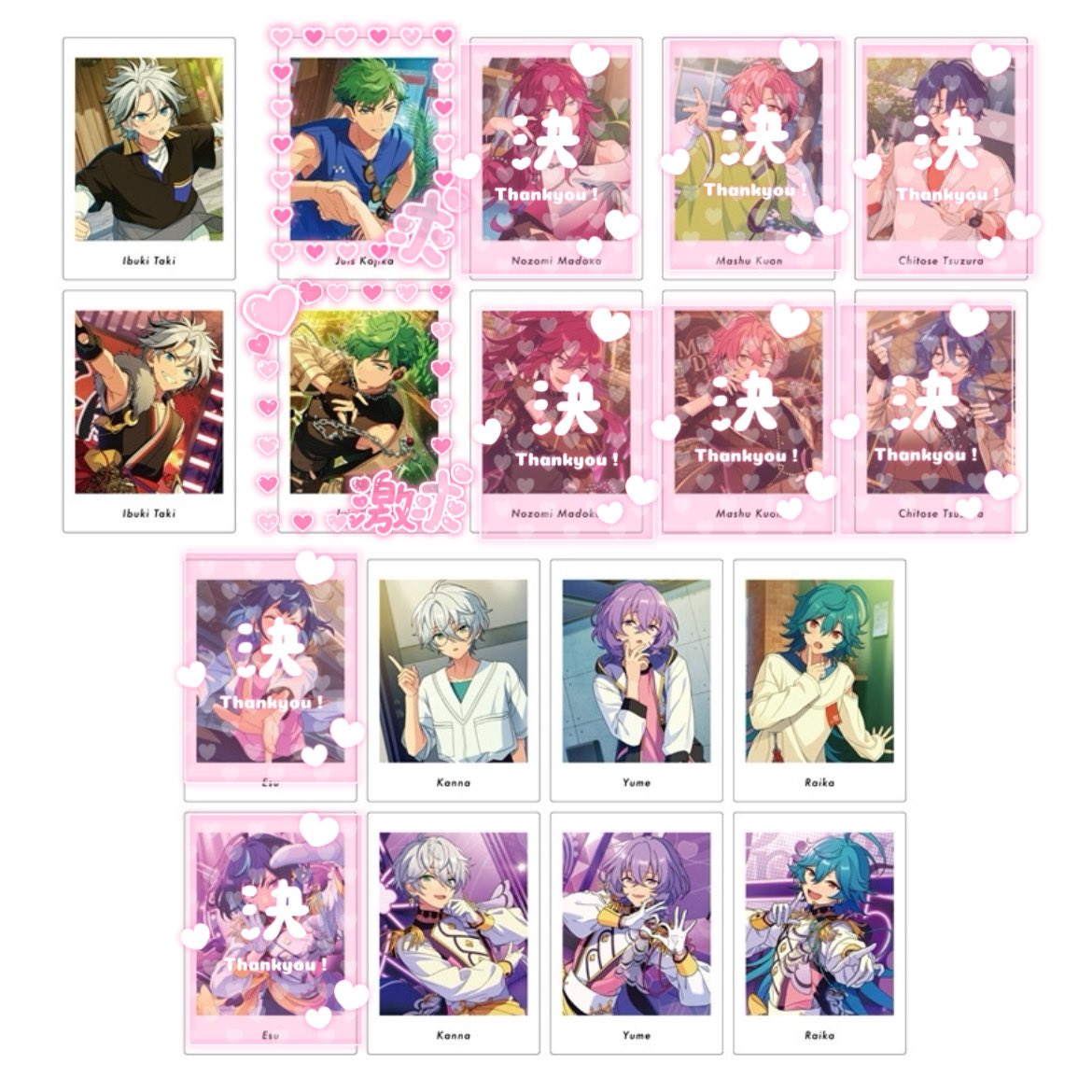 aisa__0302's tweet photo. 【交換】 あんスタ あんさんぶるスターズ 交換 ぱしゃっつ デビュー 

求：開花後ジュイス >> 開花前ジュイス

譲：維吹 カンナ ユメ ライカ 

1BOX予約済
郵送のみ
検索からもお気軽にお声かけください https://t.co/Xo4sAlm336