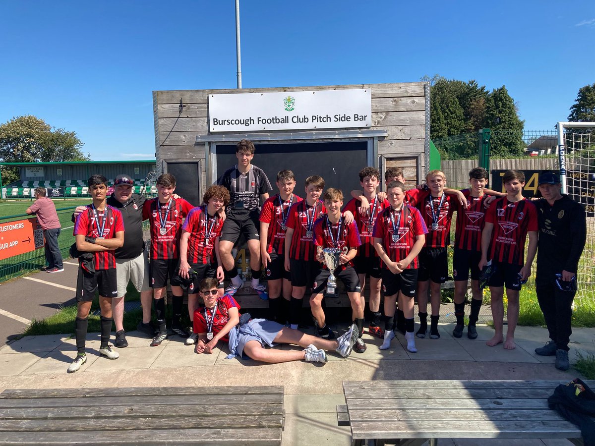 MhsMilan's tweet photo. Well done to the lads today on Cup Final win against a very strong @knowsleyvilla 
Very warm and energy sapping and going a goal down made it tough. Got back in the game 2nd half and a great stike from Fabs to win it. 
Put to the sword last 10 but saw it out.
Forza Milan 🔴⚫️ https://t.co/uvoMFPu2Fr