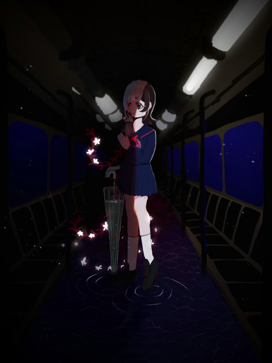 Ai3459's tweet photo. 【電車の中にいる女の子】
約3ヶ月ほど掛けて頑張って描いた絵です…！
今までの描いてきた中で1番自信作！！ https://t.co/bzApNSekGs