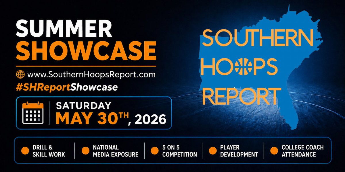SHReport's tweet photo. Southern Hoops Report Summer Showcase
🗓️Saturday May 30th

-Top Competition
-National/Local Media
-College Coaches
-Skills Training/Stations
-Highlight Tapes/Write ups

-One of Southeast longest running/reputable showcases!

Event Info/Registration:
https://t.co/ARaovpFR2O https://t.co/3t5HXo7QXP