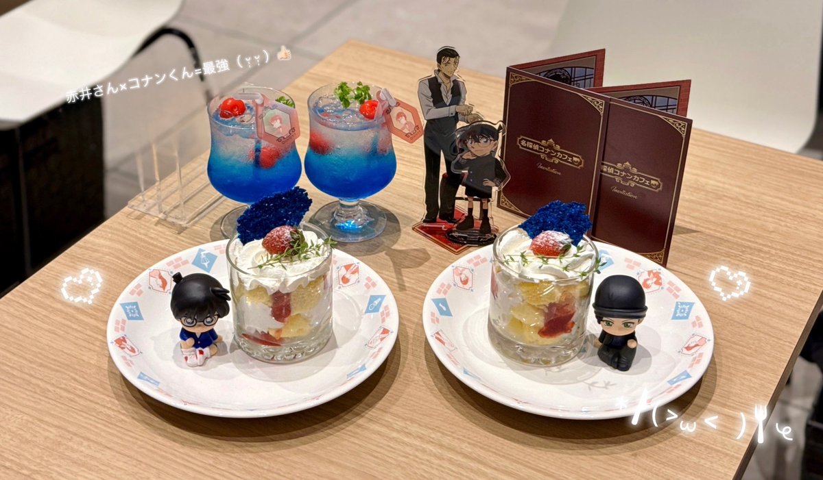 rumilk_conan's tweet photo. コナンカフェ横浜初日行った時の📝
赤井さんとコナンくんis最強⭐️
蘭ちゃんと撮りやすかったので撮ってもらった(ᐢ￼👍🏻> ̫ < ᐢ)👍🏻髪の毛手描き⇦ https://t.co/wAvpUqs3RN