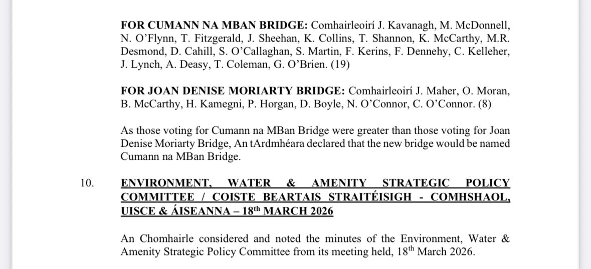 hegartyjim's tweet photo. Congratulations @corkcitycouncil in naming new Bridge in honour of those brave women.This follows @corkcitylibrary great 2024 calendar. Thanks to all who voted in favour on a cross party basis, @FergalDennehy @CllrShaneOC Albert Deasy 🇮🇪
To @lizgillis191623 @sinead_mccoole 👍 https://t.co/xMNak4rrbv