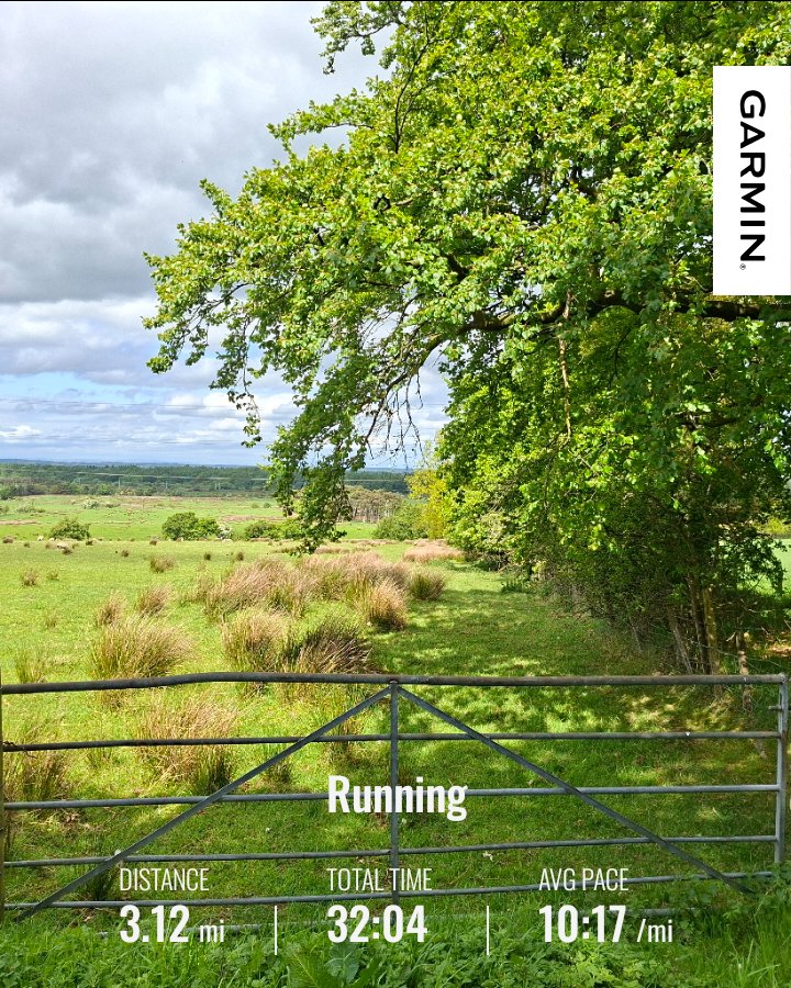 SStrath58072's tweet photo. Very easy paced 5k in the sunshine. Heavy legs and snotty nose do not make for a quick run. It's kms/miles on the legs at least. Now to sit in the garden until the football starts. @RunComPod https://t.co/lUrApaJTgW