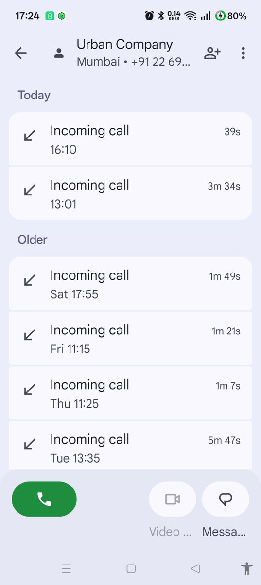 Monojmm's tweet photo. @urbancompany_UC @abhirajbhal @varunkhaitan @ra9z @UC_Assist What do you suggest, @urbancompany_UC, @UC_Assist? Don't say someone will call, these are you listed calls from one single no, got calls from other numbers also. Someone will call in 24 hours is so old now! https://t.co/eQSTaJgnnM