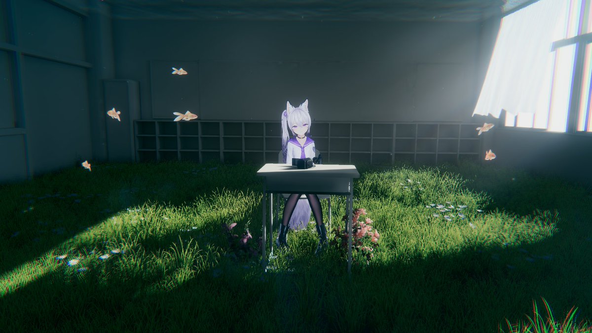 HyperEclisse's tweet photo. #IBUSAN3D #VRchat 
最初は似合うと思ってイブサンに日本刀を持たせてみたんだけど、結局ただの飾りになっちゃってる（笑）。次はもっと戦闘感のある写真を撮りたいな。 https://t.co/URMI5KqQ5t