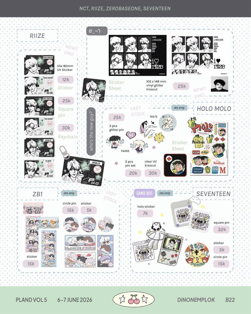 dinonemplok's tweet photo. ↻ and ˚ʚ♡ɞ˚ are vv appreciated! 

Hi!  
🦕 catalogue for #PLandVol5
 #PLandartmarket

B22
🫧 6-7 June 
mail order ~7 june
https://t.co/gyTk0Jngw0

🛒Originals, Goodluck charm, Nct Wish, Nct 127, Nct Dream, Riize, Seventeen, ZB1

ദ്ദി ˉ͈̀꒳ˉ͈́ )✧  (1/3) https://t.co/XBknGFWcFY