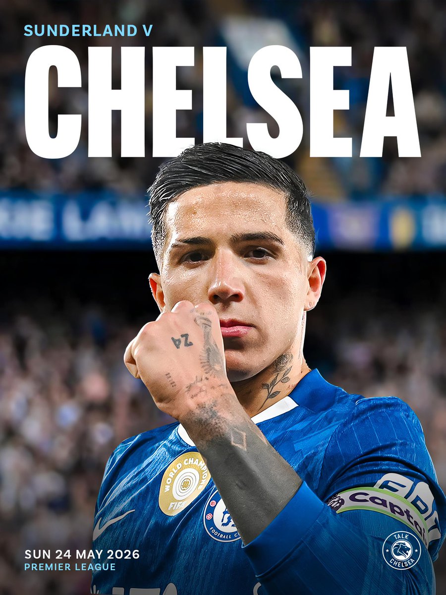 talkchelsea's tweet photo. Final matchday of the season. 🔵

🆚️ Sunderland
🏟 Stadium of Light
🏆 Premier League 
📅 24th May 2026
⏰️ 16:00 (GMT)

#CFC l #SUNCHE https://t.co/0IceOFYRNu