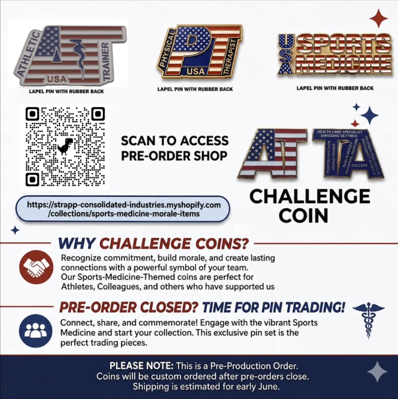 strappatc's tweet photo. I’ve created custom lapel pins and challenge coins designed for  Sports Medicine pros who keep athletes performing at their best.

ORDER SOME TODAY

Check out the collection here: https://t.co/MT2S0iFWa2

DEADLINE EXTENDED 6/1, DELIVERY IN MID JUNE

Please share with others! https://t.co/or6gTWtCsQ