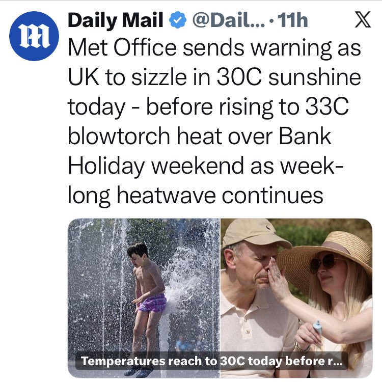 BohemianAtmosp1's tweet photo. “33C blowtorch heat”

For the record a blowtorch burns between 1,100°C (2,000°F) and 2,000°C (3,600°F). https://t.co/E2KXTpZHAt