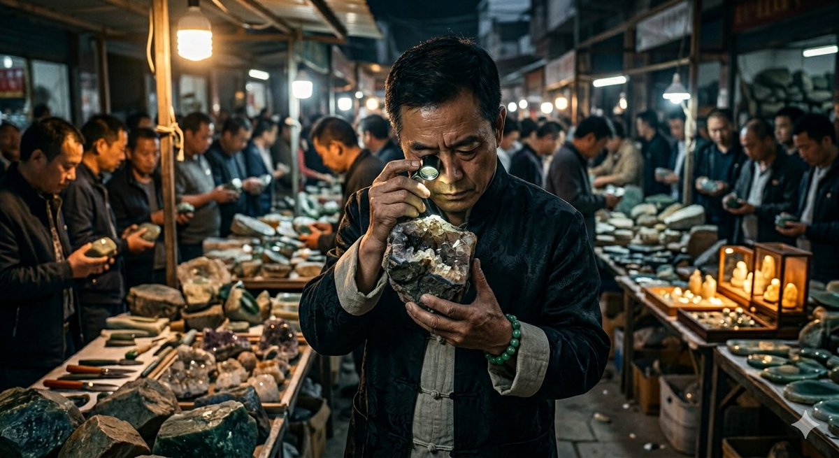 taro_token's tweet photo. A collector is not really staring at a stone… 🪨

He’s staring at every version of his future that still exists inside it.

One cut later all those futures disappear, and only one reality survives forever.

That’s why silence always feels heavier right before the decision 
@JadeVaultNFT