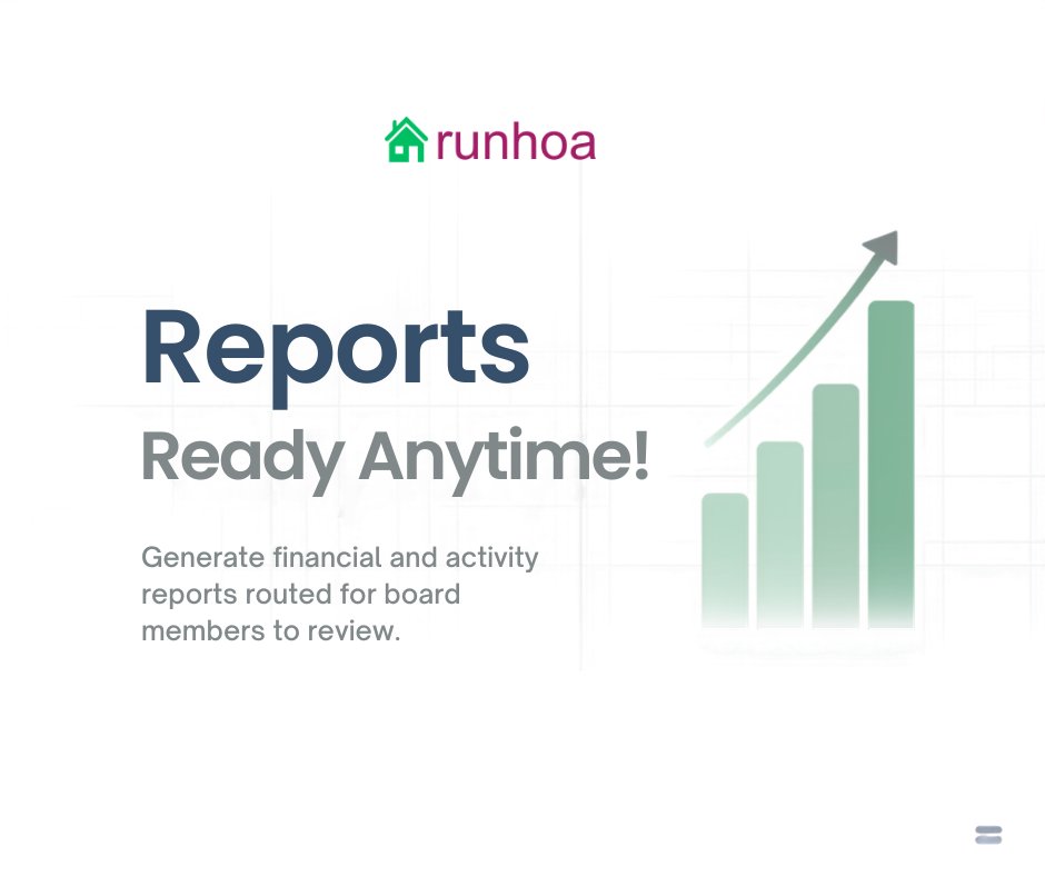 runhoams's tweet photo. 📊 Reports Ready Anytime
Generate financial and activity reports instantly for board review.
 #HOA  #RunHOA
#HOAManagement #CommunityManagement #CondoManagement https://t.co/zDua02dv5d
