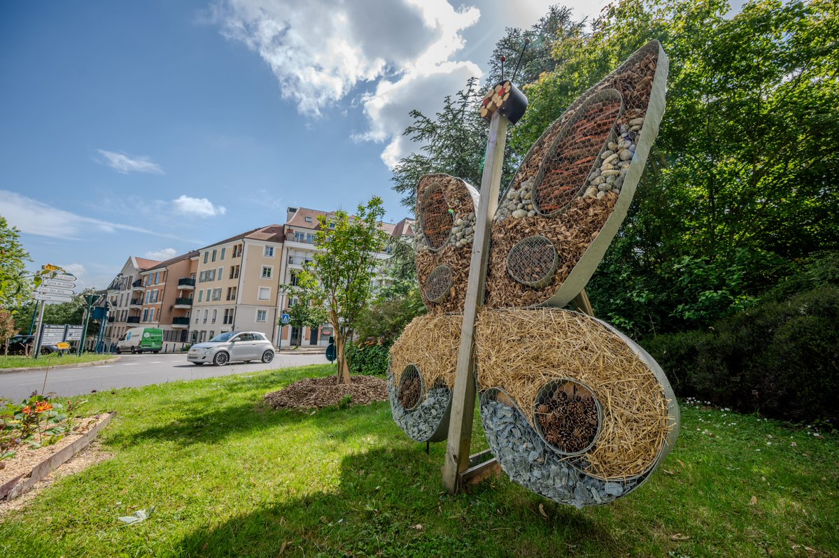CergyPontoise95's tweet photo. INSOLITE | 🦋 À #CergyPontoise, certains ronds-points abritent désormais… des hôtels à insectes 👀
Moulin, vélo, voiture ou papillon : ces structures fabriquées par les agents de l’Agglo accueillent abeilles, coccinelles et autres pollinisateurs 🐝🌼
https://t.co/qhHrXZgoX4 https://t.co/F8oOGnTLWz