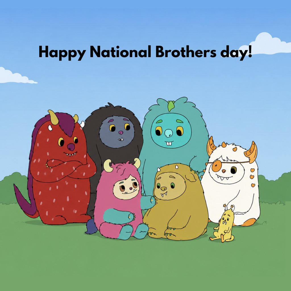 cuddlemonsterco's tweet photo. Happy Brother’s Day! 💙 Can never get this group to sit for a picture but we did it. 😂 Whether it's the family you were born into or the brothers you've found along the way, having a crew that supports you through all the big feelings is everything. 💖🧩 
#cuddlemonstercorp https://t.co/qHhwWpRtId