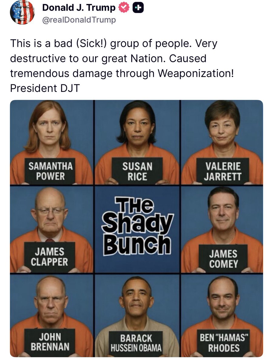 RedWavePress's tweet photo. NEW: President Trump on Truth Social: “This is a bad (Sick!) group of people. Very destructive to our great Nation. Caused tremendous damage through Weaponization! President DJT” https://t.co/r7r4UTJptp