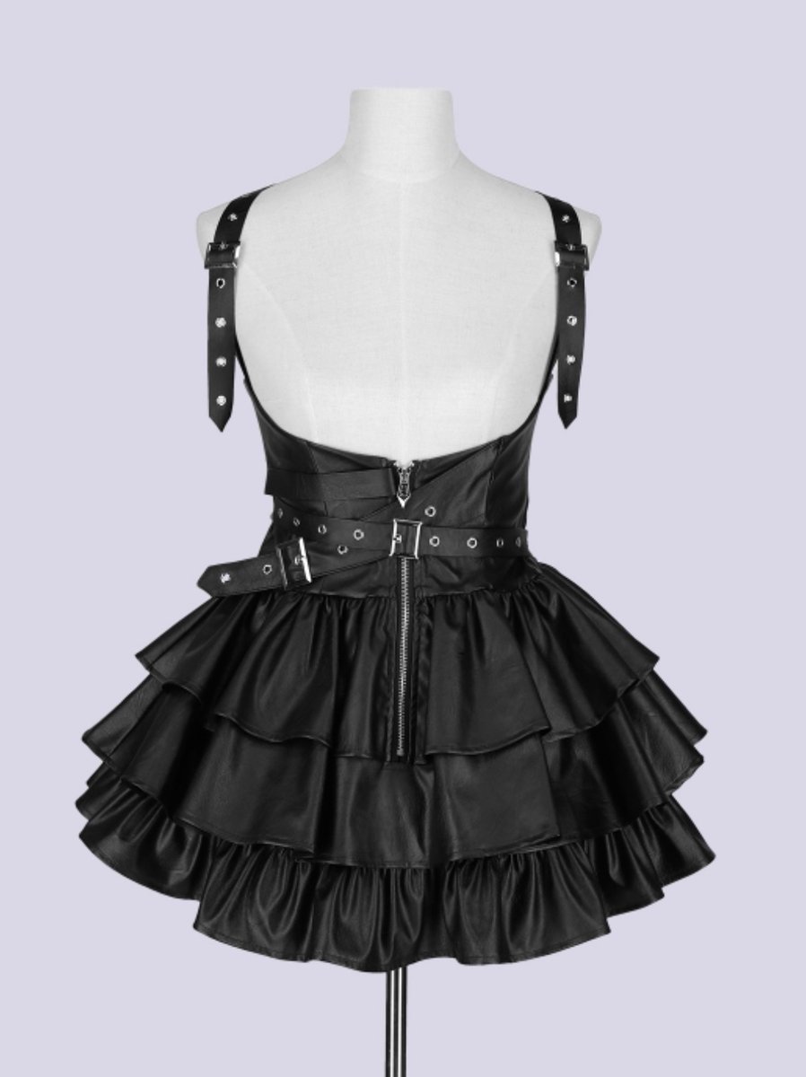 コスプレ衣装 QOOZA IMVAL / Frill Leather Dress [BLK] 🖤IMVAL🖤 Frill Leather Dress