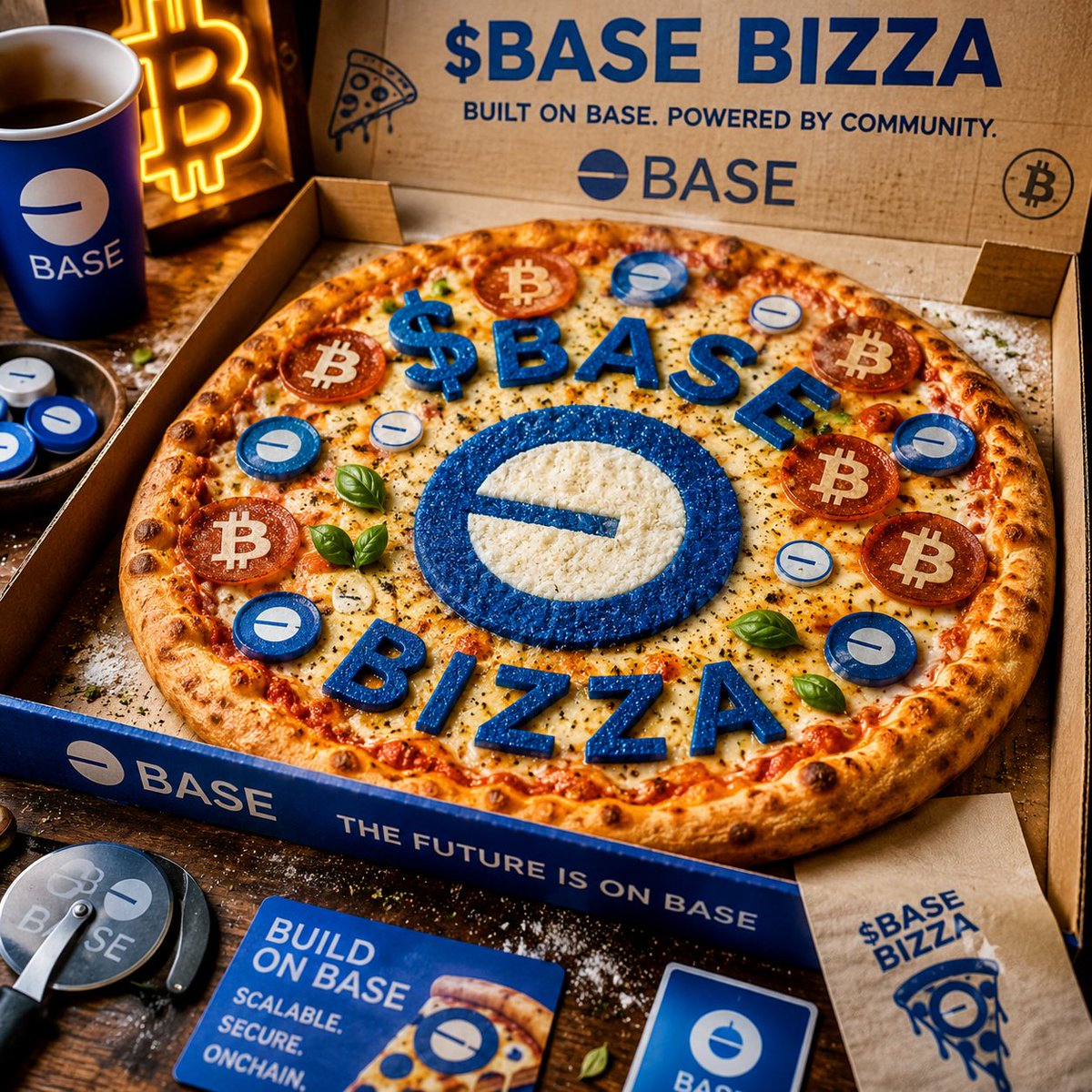 Crypto_xyz01's tweet photo. Introducing a new piece of innovation with my $BASE Pizza 🍕🔥! 
Crispy crust, extra cheese, and packed with the power of the future of crypto ⚡
 Based on great vibes. Powered by blockchain. Who wants a slice of $BASE Pizza? 🍕💙 #Base #BitcoinPizzaDay #BaseBizza #BaseCommunity https://t.co/Pd3UNaW0hK