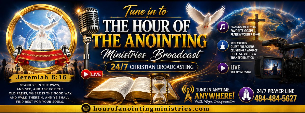 HOAMinistries09's tweet photo. @1NCRDB1 Tune in right now and join me as I am broadcasting live right now until 12 pm noon est. Playing some of your favorite Gospel, Praise &amp; Worship songs. "The Hour of The Anointing Ministries Broadcast" https://t.co/QsTbtLUmZ7  prayer 484-484-5626 or prayer requests on our website. https://t.co/X2RHBT94rB