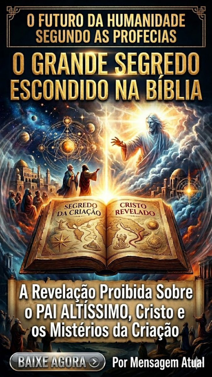 msgatual's tweet photo. 🚨 O LIVRO QUE ESTÁ DESPERTANDO PESSOAS! 🚨
📖 O GRANDE SEGREDO ESCONDIDO NA BÍBLIA
🔥 A Revelação Proibida Sobre o PAI ALTÍSSIMO, Cristo e os Mistérios da Criação 🔥
📚 EBOOK GRATUITO POR TEMPO LIMITADO!
👇 veja e ou baixe no link abaixo
https://t.co/4EL05XB299 https://t.co/fy9lRvPxgu