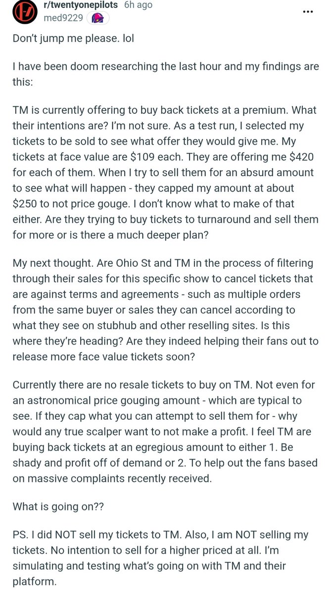 ITSLAVlSH's tweet photo. We all saw tickets being resold for $1k+ on Ticketmaster but now suddenly there's a cap and insane offers from the company themselves? https://t.co/JFxzsFxTlM
