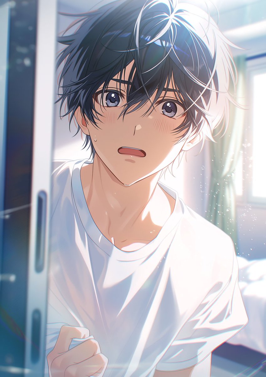 devoted_boys14's tweet photo. 「ちょっと！勝手に入ってくるなよ、ノックくらいして…！」
もう昔みたいに子供じゃないんだから。…お前が無防備すぎるから、こっちが焦るんだよ。
#AI一途男子 https://t.co/SpspqFldDT