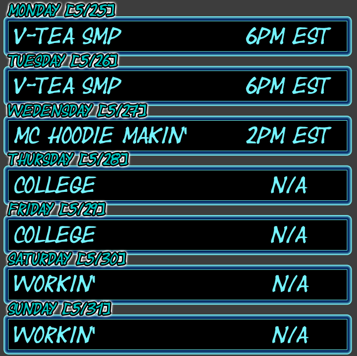 Rez_imations's tweet photo. Here's this week's stream schedule for me! https://t.co/K1ZtMKDX7s