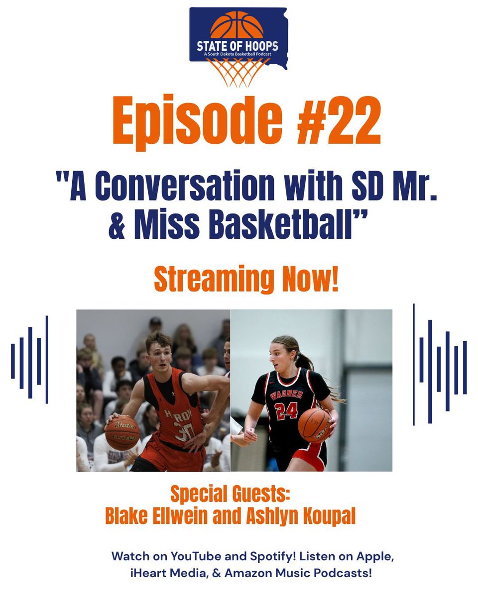 StateofHoopsPod's tweet photo. Watch/listen to episode 22 of the @StateofHoopsPod on @YouTube @Spotify @ApplePodcasts @iHeartMedia and @amazonmusic this Memorial Day weekend! A great conversation with Ashlyn Koupal and Blake Ellwein! @RCJSports @ArgusSports @MDR_Sports @KWSNSports @YanktonSports @KYNT1450 https://t.co/QDlcb1NvTS