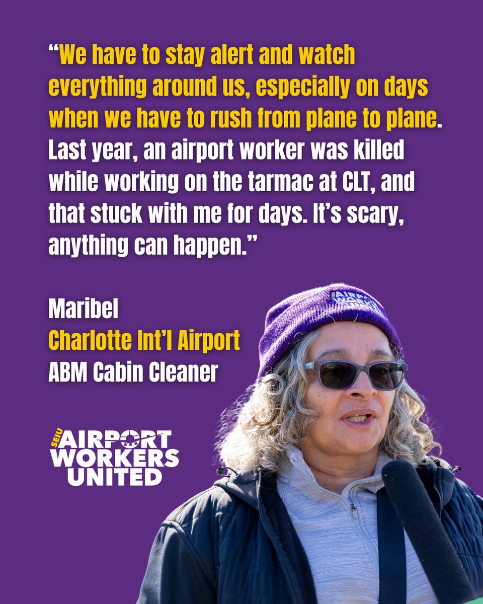 GoodAirports's tweet photo. 96% of @CLTAirport ABM workers that service @AmericanAir surveyed recently reported that they often have to walk outside on the tarmac to get to the planes they clean! @32BJSEIU https://t.co/kfGLy0vIU7