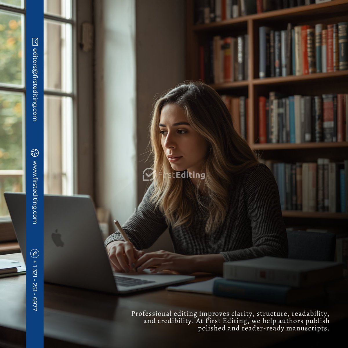 FirstEditing's tweet photo. Professional editing improves clarity, structure, readability, and credibility. At First Editing, we help authors publish polished and reader-ready manuscripts.

Learn more: https://t.co/fXMEs4llWT

#BookEditing #Authors #Publishing #WritingCommunity #FirstEditing https://t.co/ZB3vM8ncfF