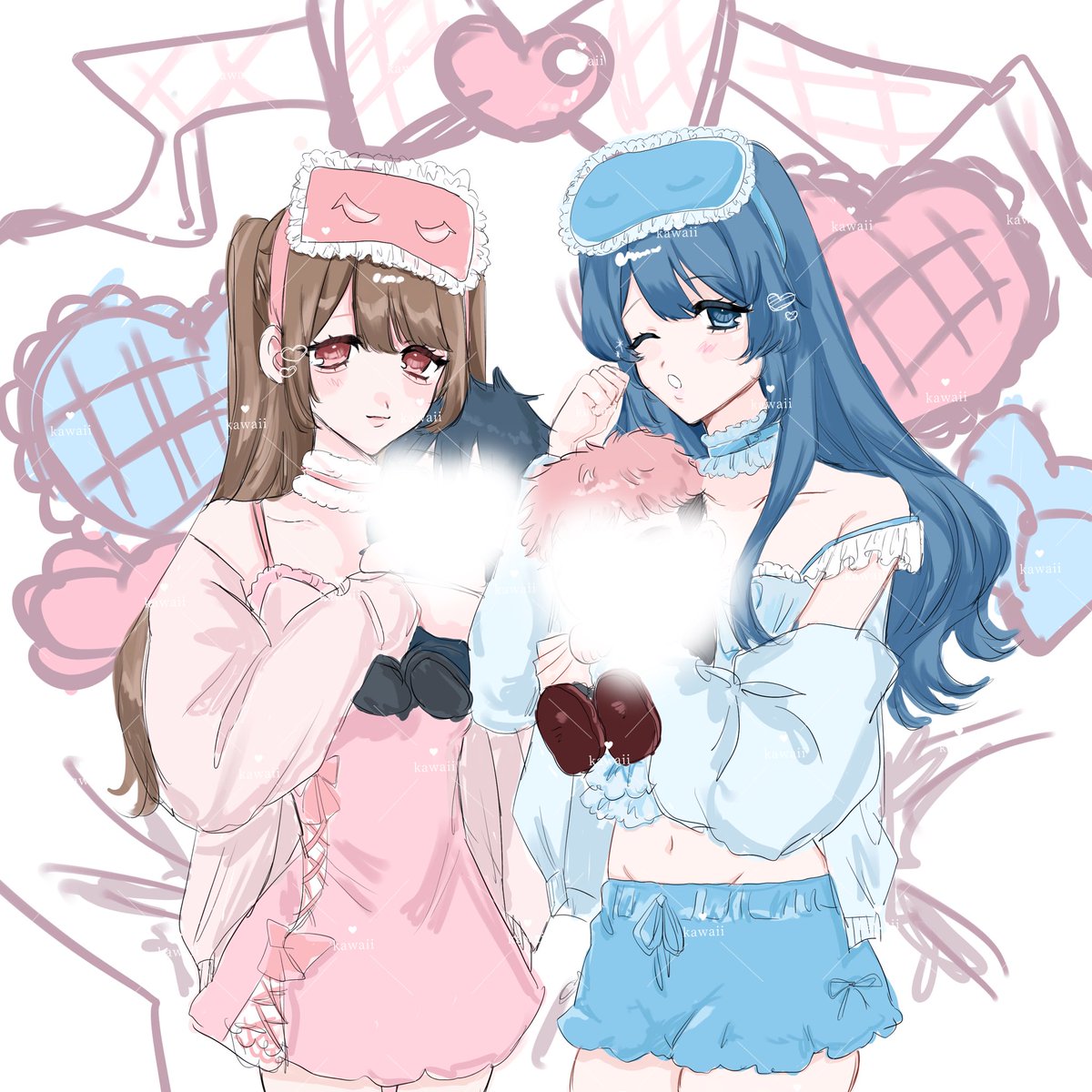 usacha_p's tweet photo. 雑すぎるんだけど友達とのコテ同描いてみた💓💓顔でいつも力尽きる〜目の塗り方これも可愛いかも https://t.co/gLeBTCWR8m