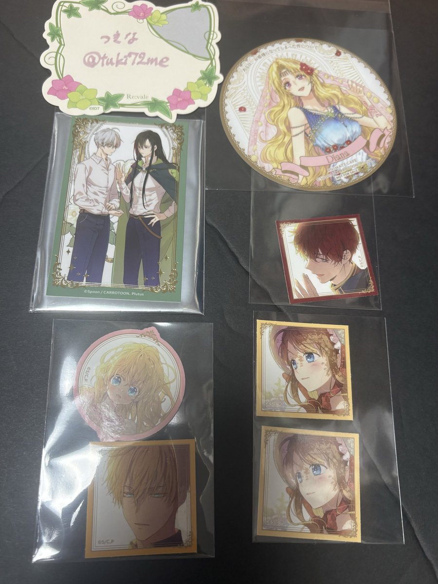 tuki72me's tweet photo. 【交換/譲渡】ある日、お姫様になってしまった件について　ある姫　アニカフェ　デコット

譲
イゼキエル&amp;ルーカス
アタナシア*
クロード*
ジェニット
フェリックス
コースター　ダイアナ

*はジェニット含め

求
画像2赤枠ステッカー各1
コースター　イゼキエル
定価+送料

プロフ手渡し
郵送2枚〜 https://t.co/B9enYDYjCo