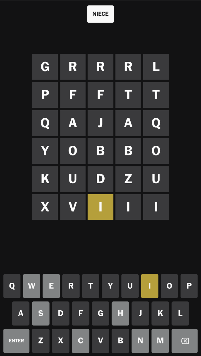 WorstWordles's tweet photo. Wordle 1,800 X/6

⬛⬛⬛⬛⬛
⬛⬛⬛⬛⬛
⬛⬛⬛⬛⬛
⬛⬛⬛⬛⬛
⬛⬛⬛⬛⬛
⬛⬛🟨⬛⬛ https://t.co/aM5XXeRcpG