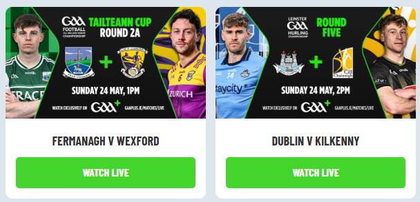 gaagoofficial's tweet photo. π΄ GAA LIVE STREAMING NOW π΄
Catch all the live football and hurling action today (24/05/2026)!
πΉ Fermanagh v Wexford
πΉ Dublin v Kilkenny
πΉ Roscommon v Tyrone
πΉ Kildare v Offaly
πΉ Cork v Clare
πΊ GO LIVE NOW π https://t.co/tepWxBROmt
#GAAGO #GAABEO #GAAPlus https://t.co/uxbaRLJkOR