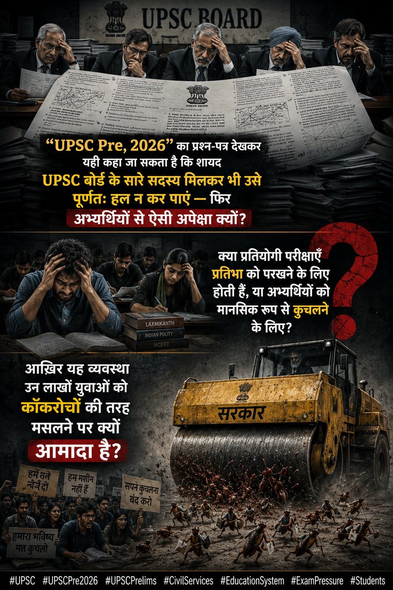 adv_anticorrupt's tweet photo. @CseWhy आखिर गरीबों से क्या दुश्मनी है आपकी #UPSC ?

क्या इस प्रश्न-पत्र को देखने के बाद, कोई गरीब घर का बच्चा इस परीक्षा में बैठने की भी सोचेगा ?

क्योँ इस परीक्षा को केवल ईलीट की परीक्षा बनाया जा रहा है ?

इस प्रश्नपत्र को शिक्षा मंत्री @dpradhanbjp या upsc के चेयरमैन हाल करके दिखा दे। https://t.co/TjVMALNuHF