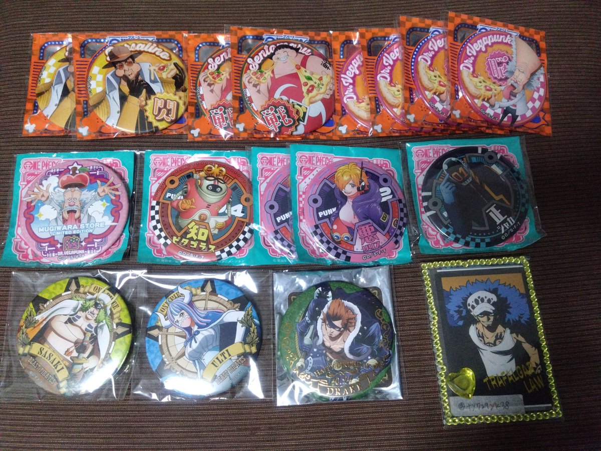 ty729yk38's tweet photo. 《譲渡》ONEPIECE
ワンピース　輩缶バッジ Gourmet
エッグヘッド 他
【譲】画像1〜3枚目
サンジ、キッド、ステューシー、コビー、ルフィ、サボ、シャンクス他
【求】〜定価550円/1点+送料
詳細ALT記載しております。
お声掛けお待ち致しております。 https://t.co/0sdj5Zn9lQ