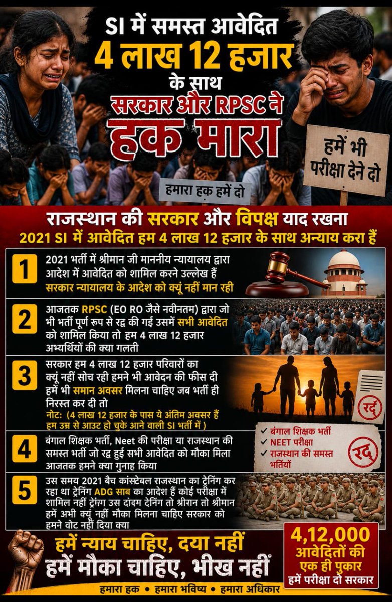 HussainTohid's tweet photo. #PMसाहब_राजस्थान_में_हमने_आपको_चुना_था_न्याय_करो
#PMसाहब_हमारे_साथ_न्याय_करो
#Allow_SI2021_All_Candidates
#RPSC
#Rajasthan 
@narendramodi
@PMOIndia 
@RajCMO @BhajanlalBjp @RPSC1
@1stIndiaNews  @pantlp
@jogarampatelMLA https://t.co/ueWEsinZmi