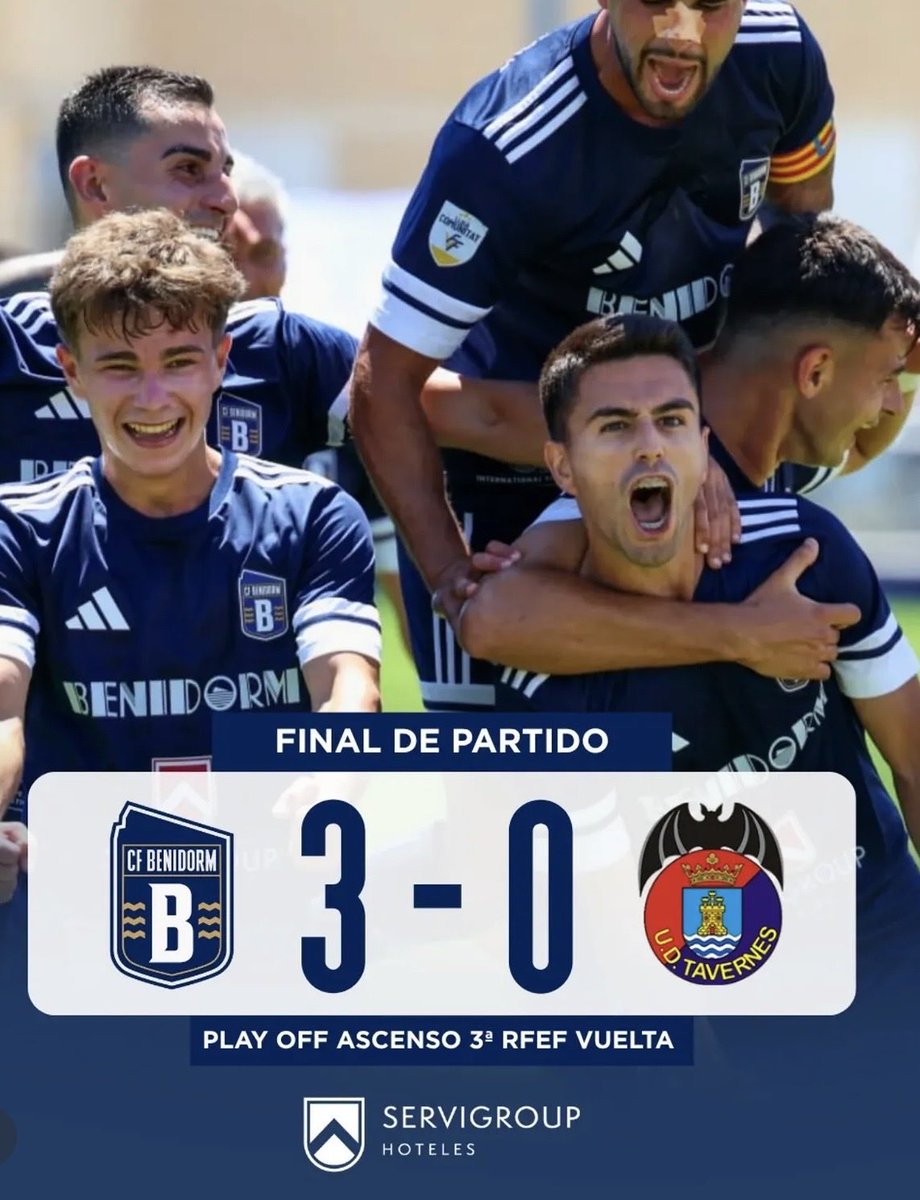 alvaromolinaa10's tweet photo. ⚽️ El @RCFBenidorm aconsegueix el bitllet a la final després de fer un partidàs davant d’un Tavernes que no ha tingut opció de clavar-se en l’eliminatòria.

Gols de Cobo, Álvaro i Alejo. 

🎙️ Ho hem contat en directe en el @PuntaPunt_ https://t.co/ztcieRMVYJ
