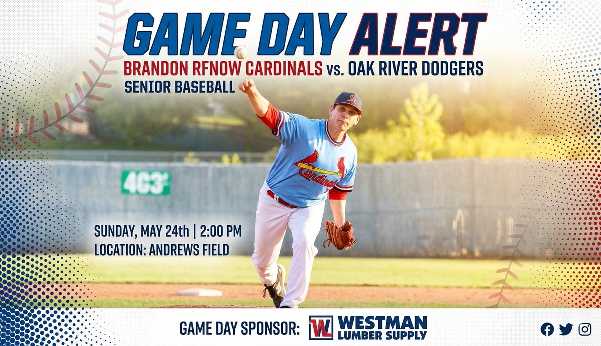 RFNOWCardinals's tweet photo. Game Day!
🆚Oak River Dodgers
🕑2:00 PM
📍Andrew’s Field
#CardsNation https://t.co/8341YjWxBQ