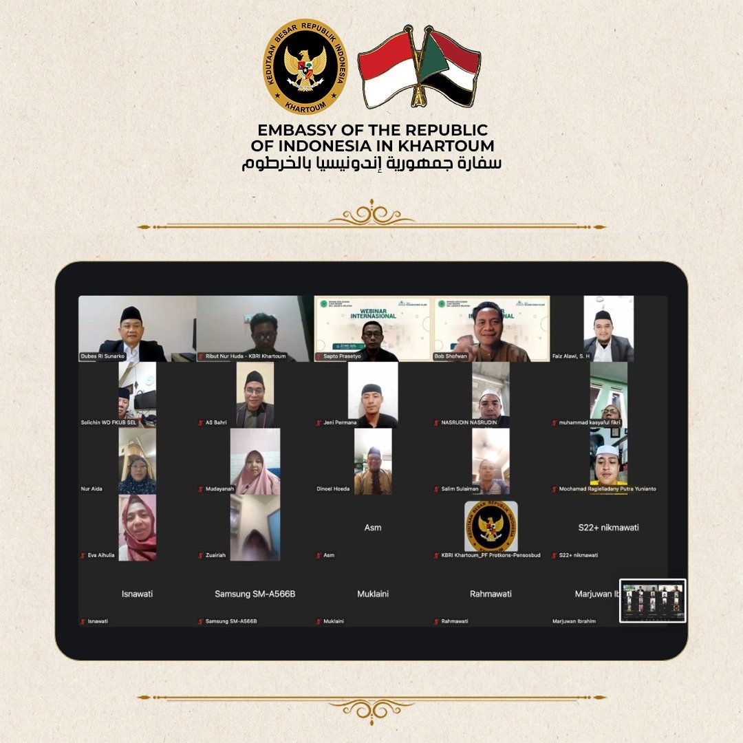 IndonesiaInKRT's tweet photo. Webinar Internasional MUI:
Dubes RI Dorong Diplomasi Keagamaan untuk Penguatan Kerja Sama RI-Sudan

https://t.co/shne8ao7pj https://t.co/iiUXkyGUEg