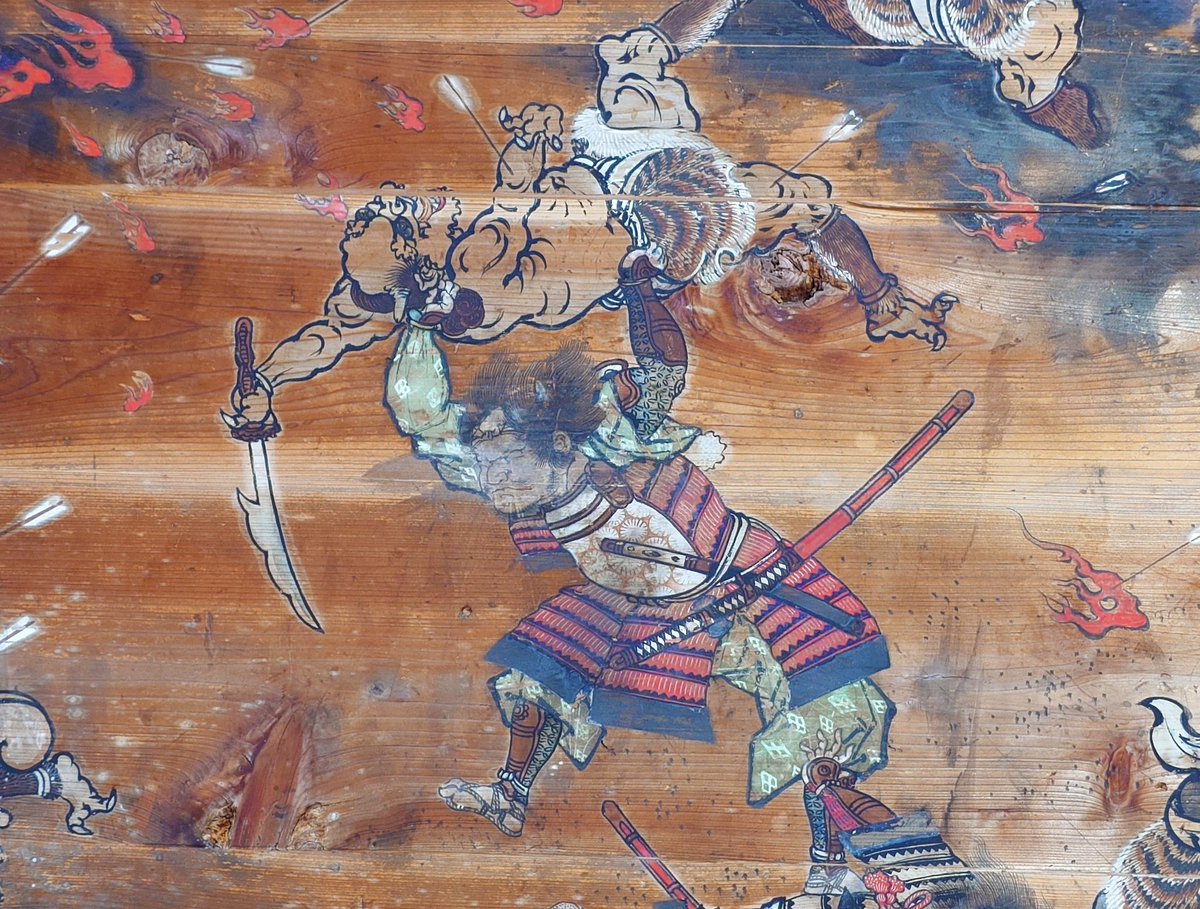 香積廣野神社(#富山県 #上市町)に奉納されている「六道絵」の戦闘場面