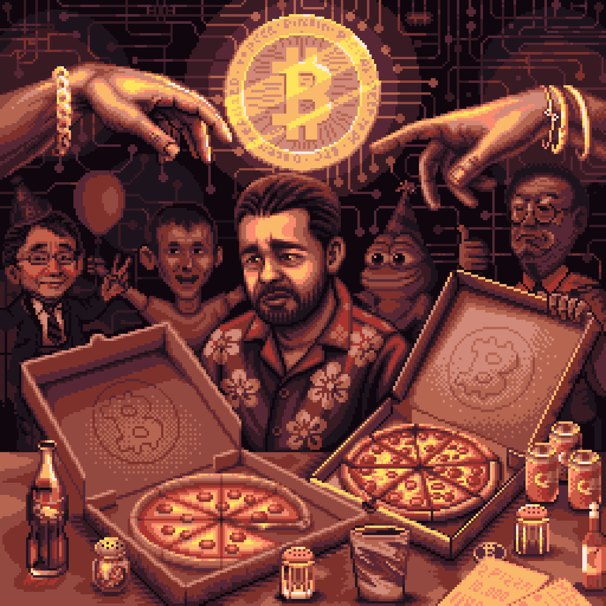 basepaint_xyz's tweet photo. 4 hours remaining to mint Day #1018: Bitcoin Pizza Day!
https://t.co/rjEKsLNE2f https://t.co/SgvKjSS251