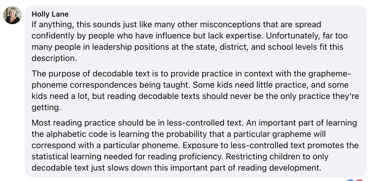 karenvaites's tweet photo. Fortunately, we have actual reading researchers chiming in to address the misconceptions.

HT @HollyLanePhD.

It's a real problem that state leaders have alternate impressions. https://t.co/TmvOEiKB5D
