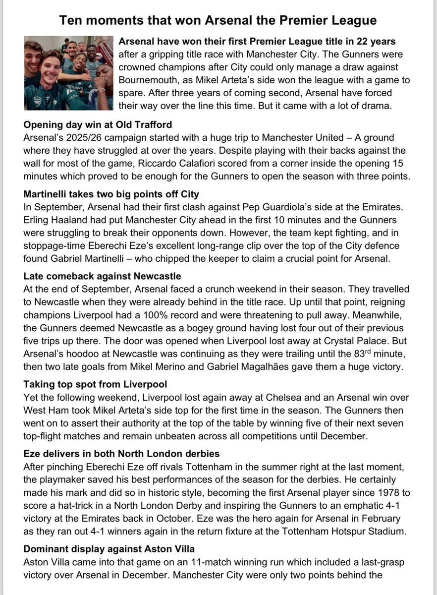 ArsenalLounge's tweet photo. GOONERS!!! 

Today we’ll be crowned Champions at Selhurst Park!

HOW DOES IT FEEL!?😍

@sebariverss looks back on the title race with his final article of the season. 

'Ten moments that won Arsenal the Premier League.'

Thanks again Seb 
Please read and comment! #COYFG #CRYARS https://t.co/c71qqI2ocK