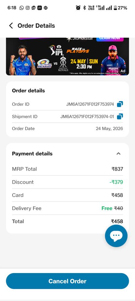 surendra563's tweet photo. @JioMart_Support @JioMart

Dear JioMart Team,

I placed an order this morning, but unfortunately, I have not received the parcel till now. When I visited the store, the staff informed me that they had no knowledge about my order.

This experience has been very disappointing. https://t.co/SVbvG0W0GO