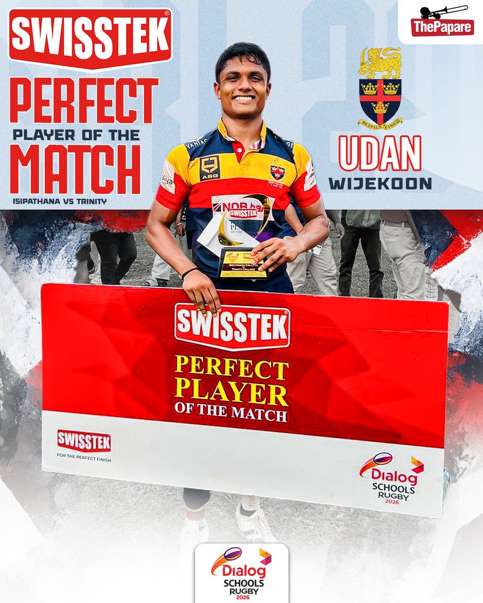 ThePapareSports's tweet photo. Udan Wijekoon produced a masterclass performance in his ball distribution and showcased a high level game IQ to help Trinity in their cause of brushing off Isipathana
Coverage powered by @swisstek
#DSRL #SchoolsRugby #ThePapareRugby https://t.co/9UEa7EyalB