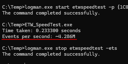 0gtweet's tweet photo. I’ve always claimed that ETW is very fast. I’ve been writing and teaching about it for years (for example, my talk “The Good, the Bad and the ETW” at x33fcon 2020 https://t.co/mRjLi3Jr2D), but I never actually measured its speed - until today. I needed an exact figure, so I wrote a small C app that logs 1 million events and measures the elapsed time. Here’s the code along with the complete test procedure. Enjoy! 🚀
https://t.co/Ow75wzaIHz