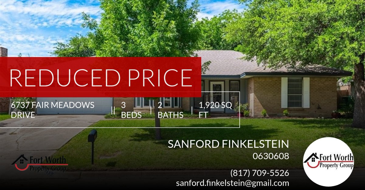 fwpgteam's tweet photo. 📍 Reduced Price 📍 This recently reduced home at 6737 Fair Meadows Drive in North Richland Hills won't last long, so, don't wait to set up a showing! Reach out here or at (817) 709-5526 for more information!

Sandy Finke... https://t.co/rHVz1SHJ22 https://t.co/CpXAGgoOgP
